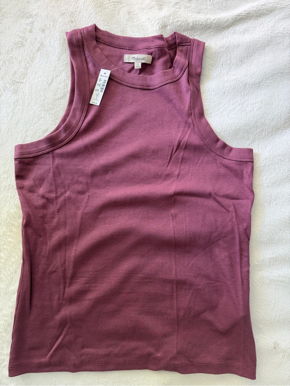 Madewell M Dusty Plum Ribbed Tank Top - Sleeveless Knit